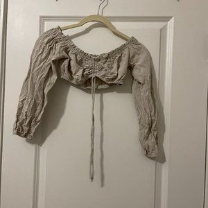 Adika Long Sleeve Crop Top Size S/M Tan